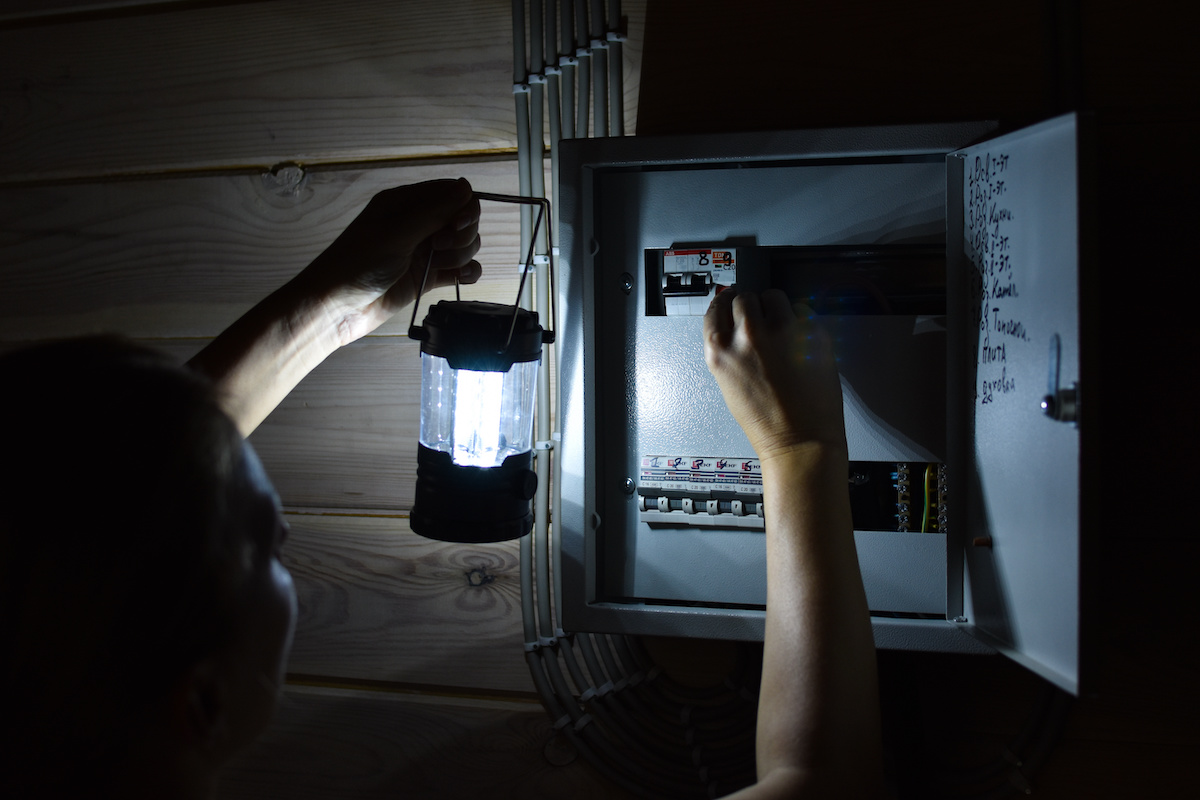 Flashlight and Breaker Box During Power Outage